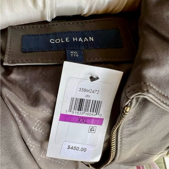NWT NEW COLE HAAN BUTTERY SOFT LEATHER JACKET SIZE XXL $450 - Picture 5 of 7